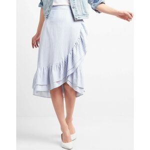 GAP Faux Wrap MIDI Striped Skirt